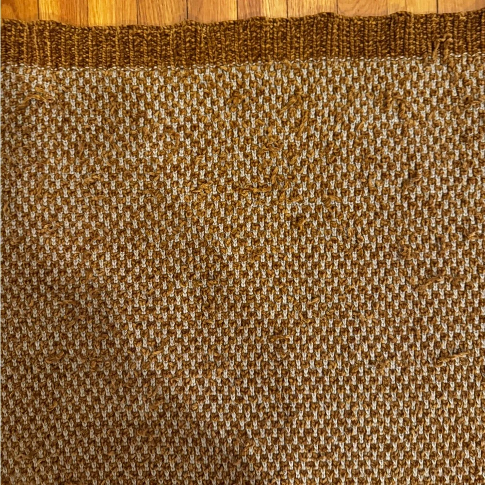 West Elm Chenille Throw Blanket Gold Yellow White 50 In X 60 In Polyester
